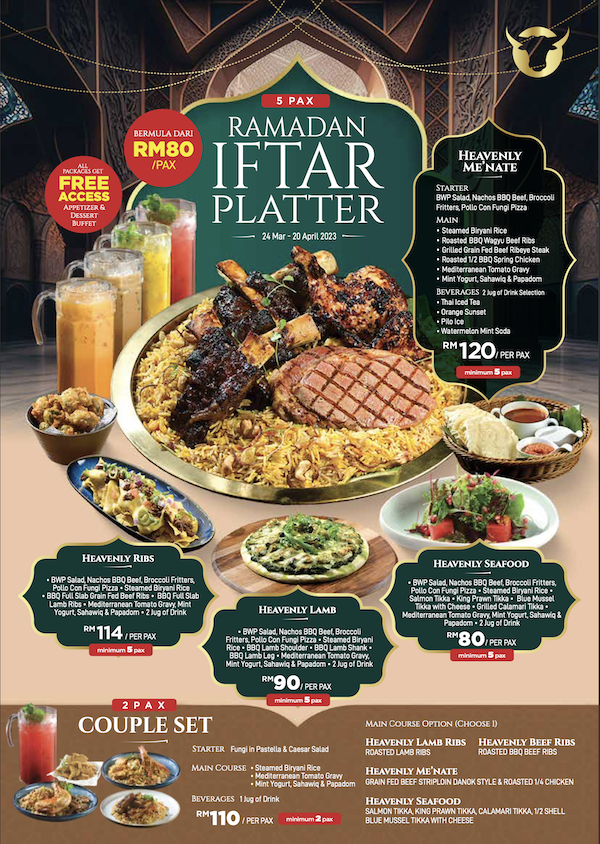 Me’nate Steak Hub Lancar Ramadan Iftar Platter, Iftar Berdua dan Iftar Nate-Box di semua cawangan